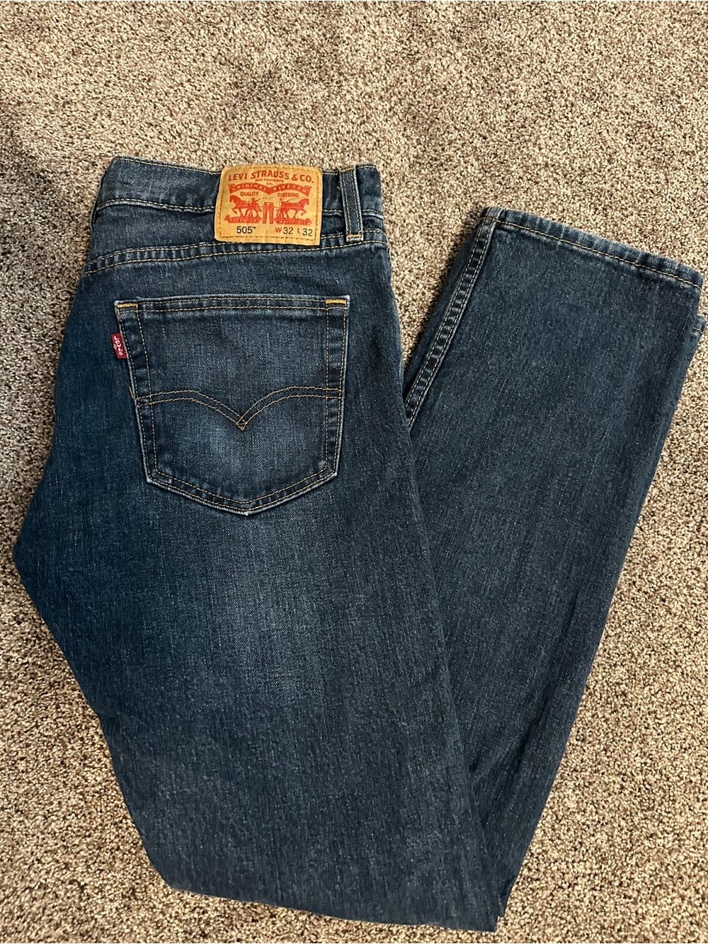 Levi’s 505 Regular Fit Dark Wash Jeans 32x32 Workwear 90’s Denim Vintage Style